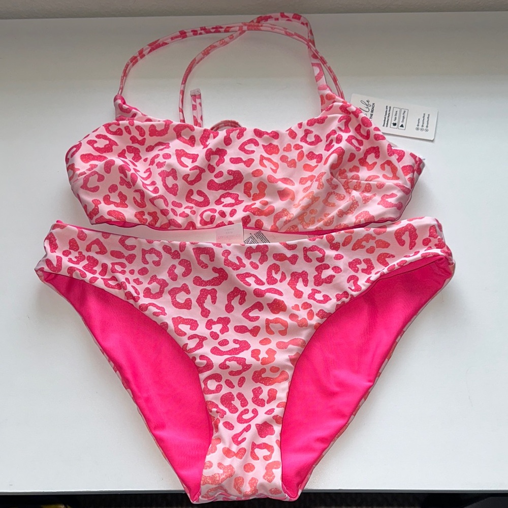 Cupshe Pink Leopard Reversible Bikini Set